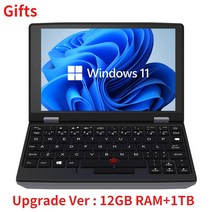 휴대용 미니 PC 본체 게이밍데스크탑 채굴기 2023 노트북 메탈 소형 윈도우 11 7 인치 터치 스크린 오피스 J4105 12GB 1TB IPS 넷북 마이크로 컴퓨터, 없음, 없음, 8.12GB RAM 256GB SSD - EU