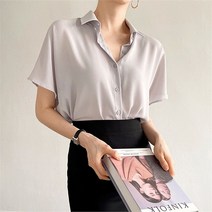 벨르 BELLE 여성 기본 무지 반팔 카라 셔츠 솔리드 블라우스 (6974918)