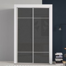 대도갤러리 키높이 클래시 하이그로시 4자 슬라이딩옷장, 라인-그레이