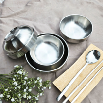 국산 스텐 이중 단대접 국그릇 대접 탕기, 4호(150mmX63mm), 1개