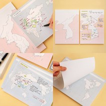 비점착 지도 떡메모지50매 한국지도 세계지도 사회 지리 뜯어쓰는 메모패드 한국사 세계사 지리 공부 사탐 맵메모지
