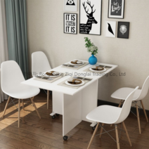 북유럽 우드 슬림 미니 소형 접이식 이동식 테이블 식탁 보조 책상 좁은 공간 원룸 탕비실, 80x50x65 화이트 풀커버