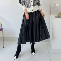 퍼니걸스 9679 밴딩 레자 주름 플리츠 롱 스커트 여성의류