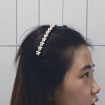 업스타일 헤어 하얀꽃 빗살 올림머리핀 클립형