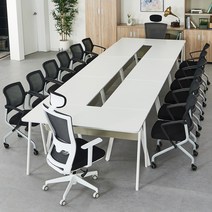 힐링가구 데니아 사무실 A라인 회의용 테이블, 회의용_오크_화이트다리