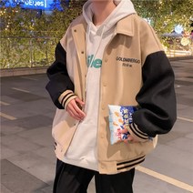 야구점퍼 빈티지 모직 코트 남 봄철 2022 인즈트렌드 커플삼중지 야구점퍼