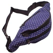 Topkids Accessories 패션 범 백 플로럴 범백 페스티벌 여성용 여행 가방 허리 패니 팩 성인 여성 남성용 플라밍고 라이트 블루 백 493098, Polka Dot Navy