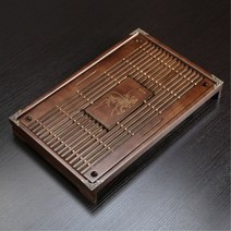 키알리 대나무 다도 차판 다도 원목 찻상 차받침 차트레이 퇴수기, 색상, 브라운