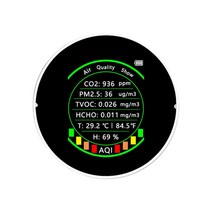Tuya-Wifi 7 인 1 대기질 측정기 PM2.5 CO2 TVOC HCHO AQI 온도 습도 테스터 이산화탄소 감지기 알람 임계, [03] White Basic Version