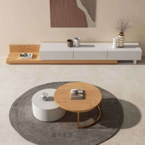 아파트 tv거실장 낮은 원목 tv장식장 커피 테이블, 직각 장단면 호두나무회색