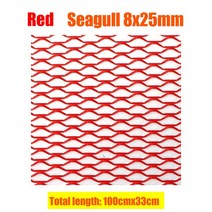 100x33cm 알루미늄 레이싱 자동차 범퍼 그릴 메쉬 네트 벤트 블랙 실버 레드 블루 튜닝 유니버설, 17 Red Seagull 8x25mm