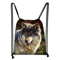 승마가방 승마 부츠가방 용품 헬멧 보관 배낭 겨울용 울부 짖는 늑대 프린트 드로스트링 가방 남성 스토리지 십대 패션 여행 책가방 미니, 19 skdwolfs19