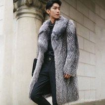 남성 모조 전체 밍크 연장 코트 여우 모피 코트 코트