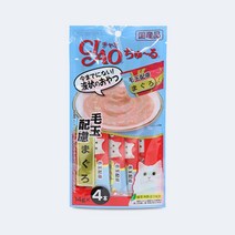 이나바 차오 츄루 고양이 파우치 간식 56g, 참치 + 헤어볼 케어 혼합맛, 18개입