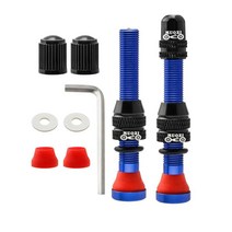 60mm 카메라가 없는 밸브 스템 프레스타 초경량 합금 타이어 밸브 코어 도구 밸브 스템 캡, 파란색, 알루미늄 합금