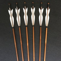 61224pcs 양궁 수제 대나무 화살 recurve 활스트레이트 활미국 활 야외 사냥을위한 5 인치 터키 깃털, 24PCS 28인치