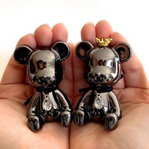 [1+1세트] 픽도큐먼트 크롬 차량용 방향제 디퓨저 베어브릭 2개, 화이트 코튼 10ml, 실버+로즈골드