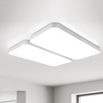 삼성칩 베젤리스 시스템 거실 2등 100W LED 아파트 조명 플리커프리 인테리어 고급 등, 백색