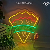 햄버거 피자 LED 네온 사인 조명 간판 아트네온사인 아크릴판 가게간판 광고, pizza USB플러그
