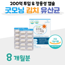 프로바이오틱스 유산균 50대 부모님 엄마 아빠 200억 투입 매일 1캡슐 장 까지 살아가는 장용성 캡슐 2중 코팅 김치 유래 유산균 유산간균 비피더스균, 8개월, 500mg x 60정 (하루1캡슐)