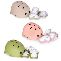 엠모터스 어린이보호대 자전거 보호대 유아 무릎 팔꿈치 세트 킥보드 어반라인 인라인, 무릎+팔꿈치 밀크티