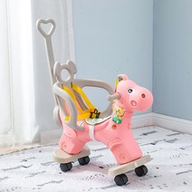 IMBABY-어린이 동물 흔들리는 말 다기능 흔들 의자 트로이 목마 장난감 아기 놀이 아기 산책 실내 여아, 03 Pink