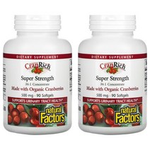 1+1 네츄럴팩터스 크란리치 슈퍼 스트렝스 500mg 90소프트젤 2통, 1개, 기본