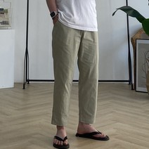 [무배/M-XL] 남자 9부 마 린넨 스판 밴딩 크롭 와이드팬츠 6컬러