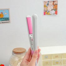 귀여운 바람 직발기 직발 양용 만화 미니 고데기 가정용 도자기 파마기 클러치, 하얀색