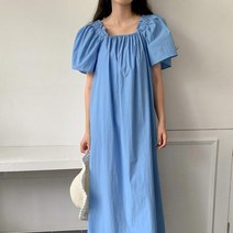 옷자락 여자 여름 제주도룩 왕퍼프 셔링 빅사이즈 롱원피스