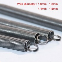 장력 연장 스프링 300mm 긴 이중 코일 와이어 직경 1.0mm 1.2mm 1.4mm 1.5mm 외부 5mm-15mm 스틸 소재, [03] 5 Pcs, [02] 1 x 6 x 300mm