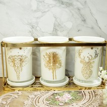 로얄코테즈 화이트골드 3구 북유럽 물빠짐 수저통, 화이트골드3구