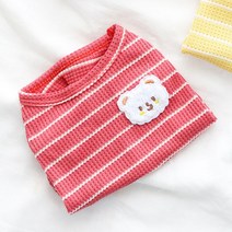 라라의스토어 강아지옷 와플 티셔츠 나시 외출복 실내복 애견옷, 레드