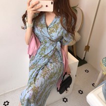 프레그런스 플라워 시폰 랩 원피스 다소미얼