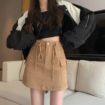 얼굴스팀기 페이스스티머 미스트기 피부관리기 데님 스커트 하이 웨스트 슬리밍 우아한 레이스 업 여성 의, 02 Khaki color_03 XL