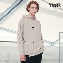 커스텀어스 커스텀어스 언발란스 hem-line 오버핏 쮸리 후드티(베이지)