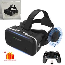 스마트폰VR 핸드폰 가상 현실 VR 블루투스 안경 3D 헤드셋 장치 Viar 헬멧 고글 렌즈 스마트 폰 모바일, 06 With Box 9156 Remote