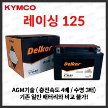 킴코 레이싱 125 RACING 125 델코 AGM 배터리 YTX9