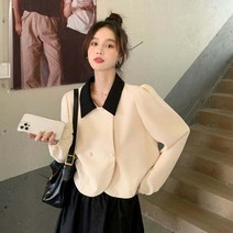 여자 자켓 우아한 올 매치 스타일 복고풍 재킷 여성용 스위트 워크 부드러운 데일리 긴 심플 코트 봄 상