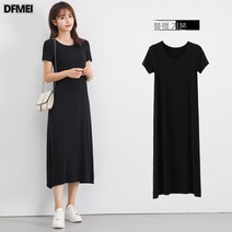 DFMEI 원피스 여름 모달 반팔 빅사이즈 롱스커트 박시 이너 반팔 레깅스