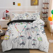 극세사이불 우아한 드림 캐처 침구 세트 보헤미안 깃털 커버 220x240 커버 침대 커버 킹 퀸 사이즈