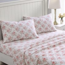 Laura Ashley Home | 플란넬 컬렉션 면 침구 시트 세트 방축 가공 및 브러시 처리로 더욱 부드럽고 편안하며 아늑한 느낌 킹 로잘리 그레이