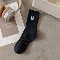 자수 양말 5개묶음 플라워 학생 하트 중목 여자 스커트 여성 가을 무압박