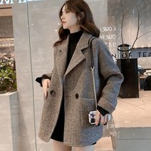 더플코트 걸그룹 여성피코트 스쿨룩 프레피 떡뽁이 학생 코트 유행 여성 하이 엔드 울 재킷 복고풍 가을 울 재킷 느슨한 캐주얼 재킷 탑 오피스 여성 전문 정장