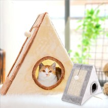 고양이 하우스 삼각 숨숨집 스크래쳐 장난감 집, 그레이L