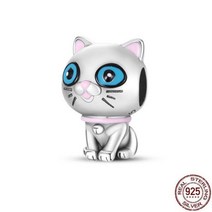 PANDORA 판도라 오리지널 판다 팔찌 목걸이 925 실버 컬러 동물 하트 모양의 매력 비즈 여성 펜던트 DIY 쥬얼리, KJC236