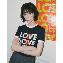 A3442 LOVE ringer T-shirt_Navy/White