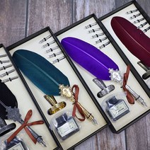 캘리그라피 만년필 깃털펜 세트 딥펜 깃펜, 기본, 14.깃털펜 핑크(FP3-6)