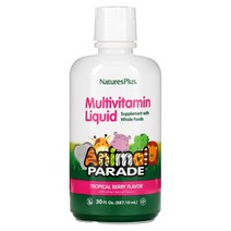 NaturesPlus (네이처스 플러스) Source of Life Animal Parade Liquid 어린이 종합 비타민 열대 베리 900ml(30fl oz), 8 액상 온스