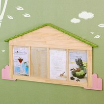 지붕형 아크릴 4칸 원목 게시판 알림판 카페메뉴판 학원, 01.지붕형_4칸(내추럴), 04.글자없음
